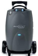 A black eclipse oxygen concentrator with blue lights.